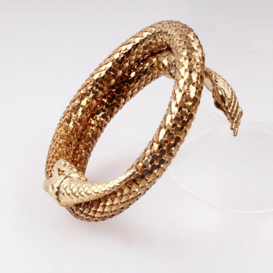 China wholesale new design 18k gold snake head fish scales chain women bracelet bangle manufacturer