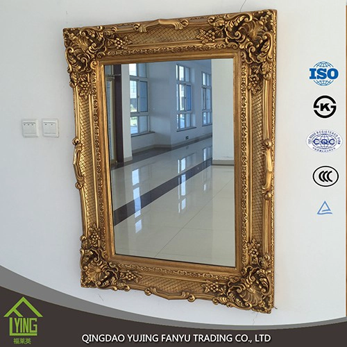 China Wholesale wooden framed wall hanging bathroom mirror with shelf manufacturer