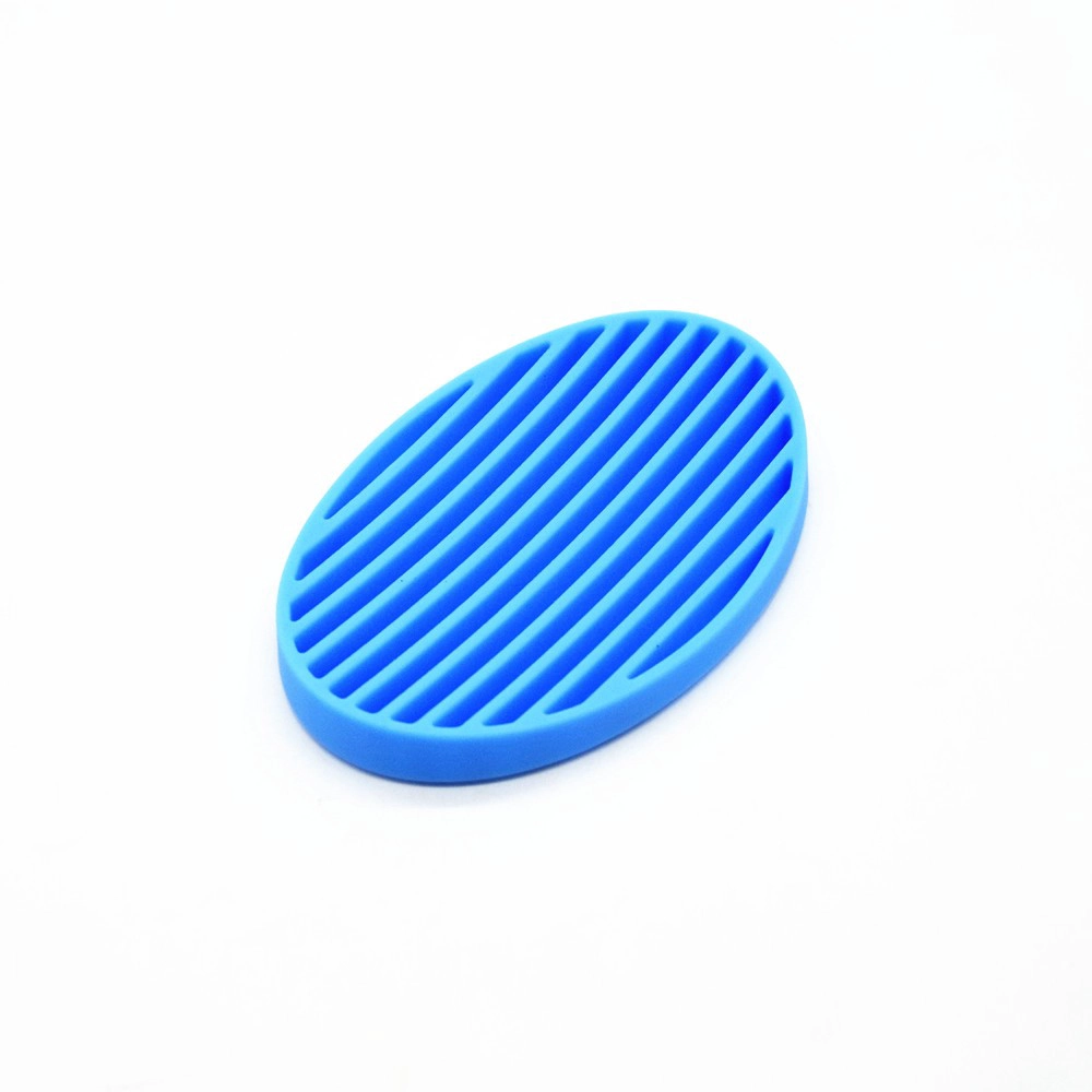 4 Pack Assorted Color Oval Silicone Soap Dish Set FDA Silicone Soap Saver Holder Tray