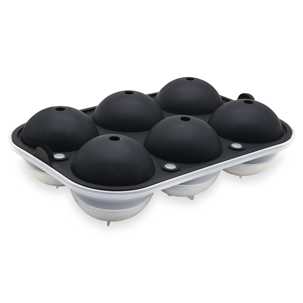 BHD 6 Cavities Sphere Ice Ball Maker Mold, 2.5 Inch Large Ice Tray Ball Mold