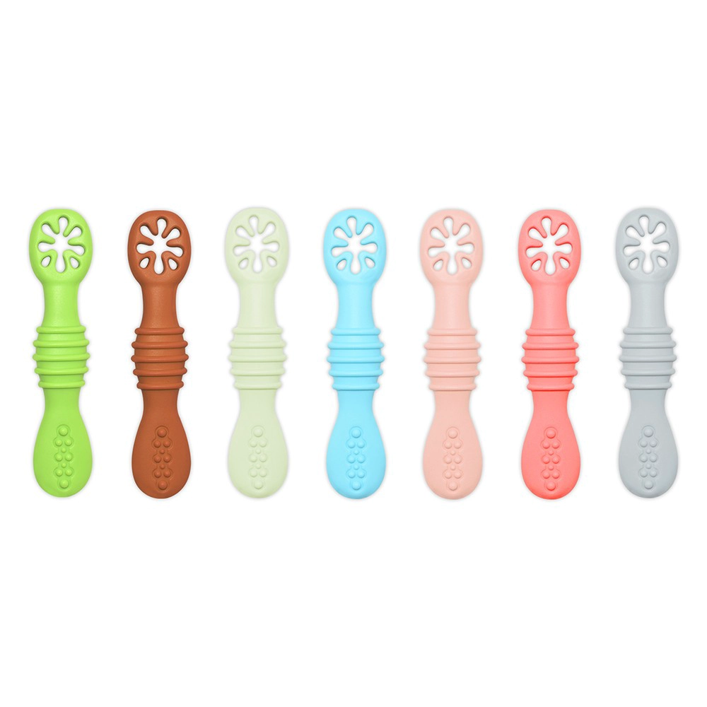 Food Grade BPA Free Baby Erste Bühne Self Feeding Utensilien Sets Kleinkind Training Silikon Baby Löffel