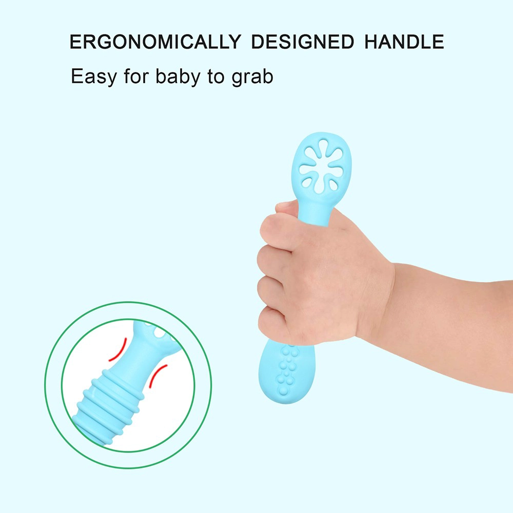 Food Grade BPA Free Baby Erste Bühne Self Feeding Utensilien Sets Kleinkind Training Silikon Baby Löffel