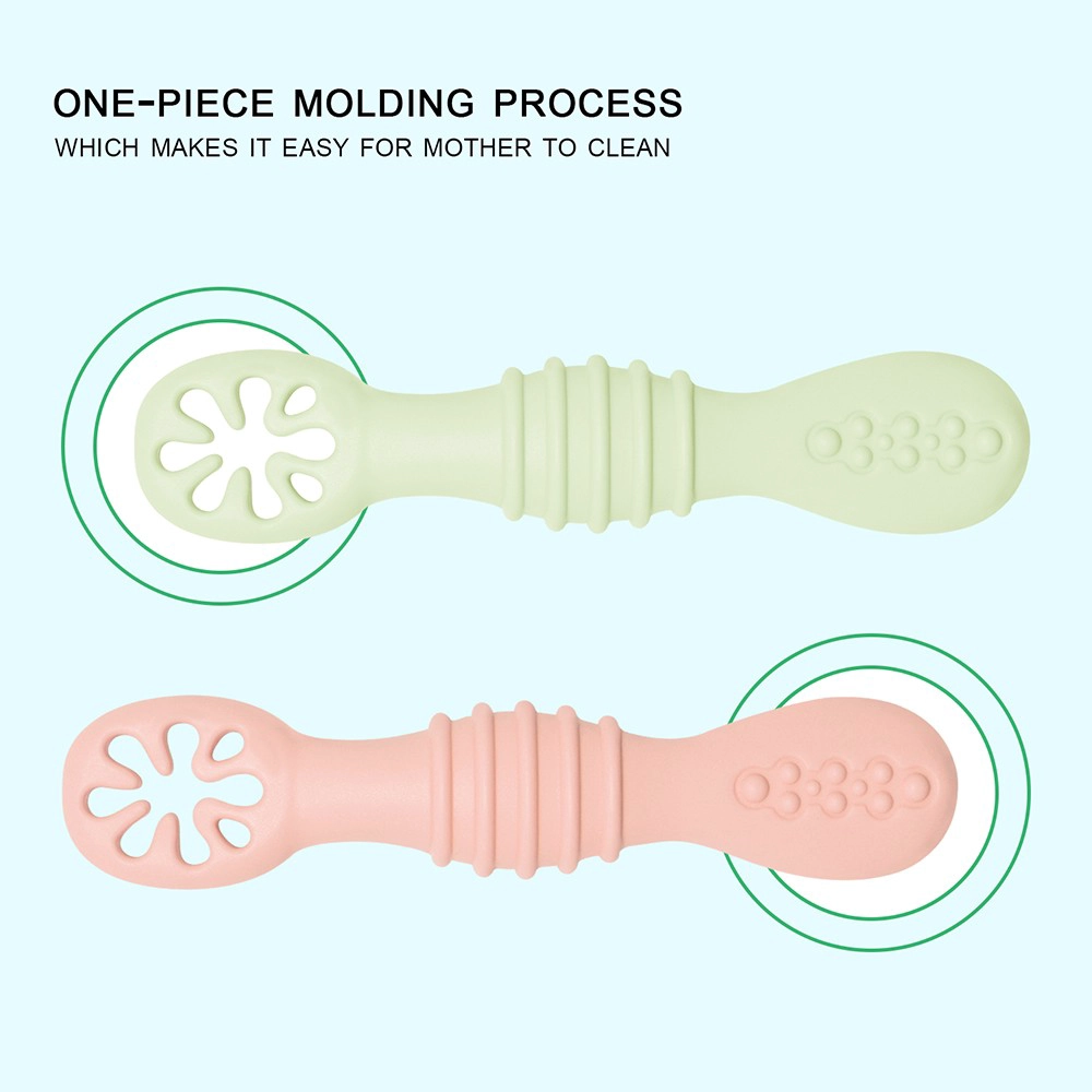Food Grade BPA Free Baby Erste Bühne Self Feeding Utensilien Sets Kleinkind Training Silikon Baby Löffel