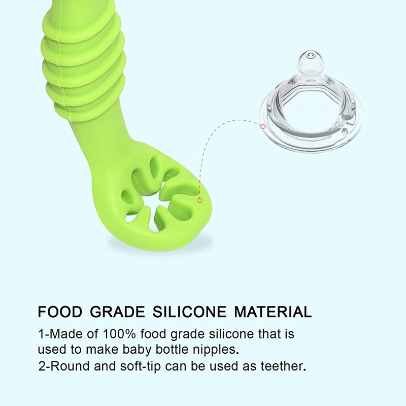 Food Grade Baby First Stage Self Feeding Utensils Toddler Baby Silicone Spoon Soft Tipped Pre Spoon Set BPA free Silicone Baby Feeding Spoon