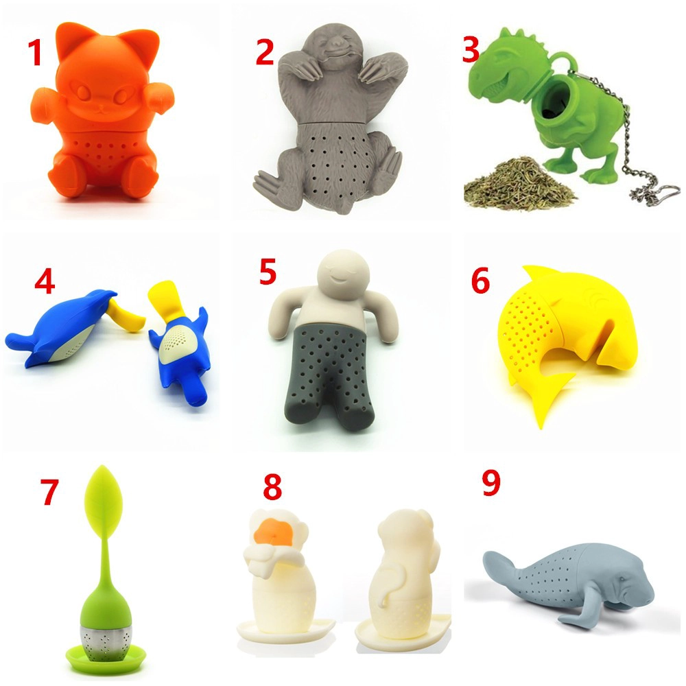 Gift set Bulk Animals shape otter tea Filter infuser , Silicone Tea Strainer