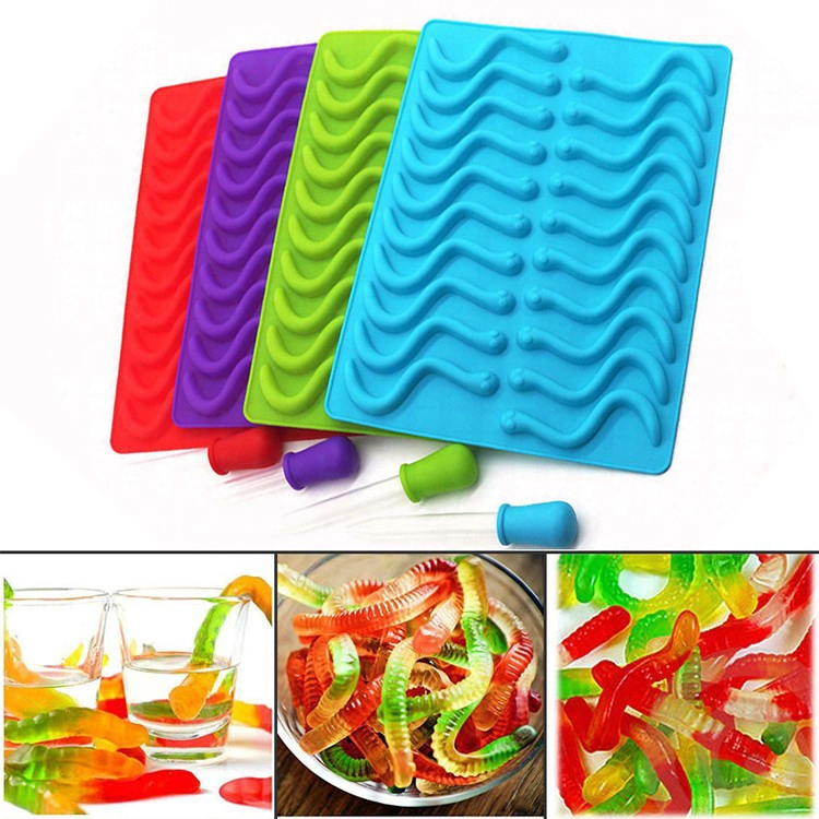 Gomito Worms / Bears muffa + 2PS rubinetteria per ormoni gengive sano Fare, bricolage Candy, Halloween Gummy Cioccolato