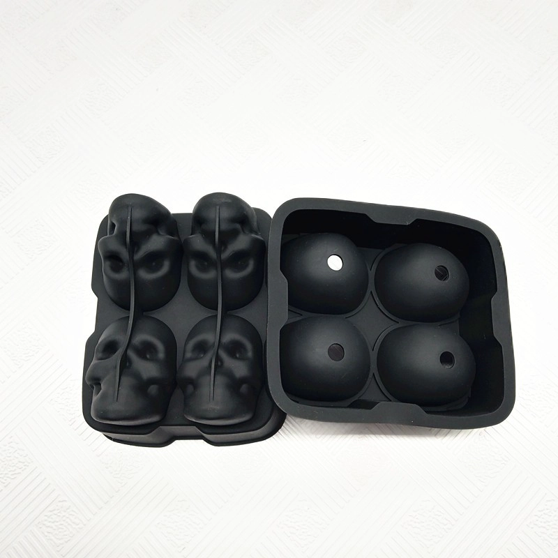 Large Novelty 3D Skull Ice Cube Tray,Whiskey Halloween 4 Giant Ice Ball Maker