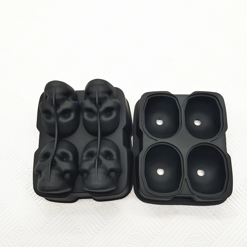 Large Novelty 3D Skull Ice Cube Tray,Whiskey Halloween 4 Giant Ice Ball Maker