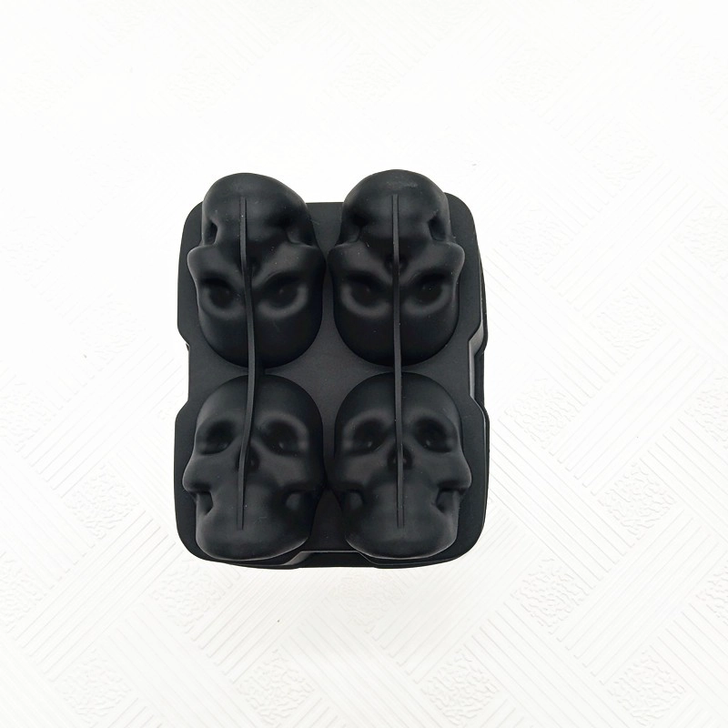 Large Novelty 3D Skull Ice Cube Tray,Whiskey Halloween 4 Giant Ice Ball Maker