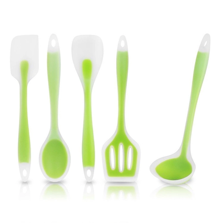 Set di utensili da cucina in silicone colorato, cucina utensile resistente al calore 5 pezzi