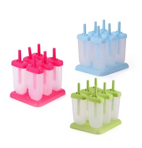 Set of 6 Ice Pop Maker,DIY Ice Cream Popsicle Molds with Sticks, Plastic PP Reusable Homemade Tools