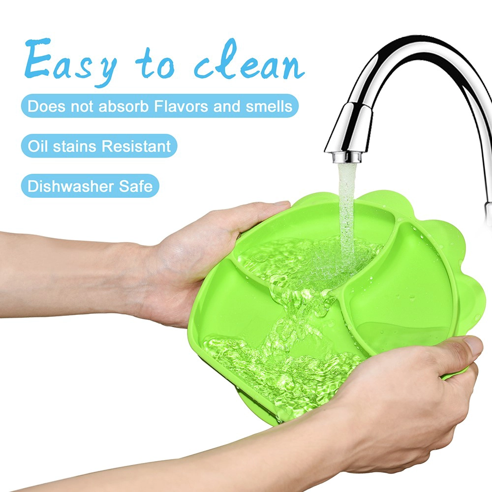 Suction Plate for Toddlers Highchair Trays Stay Put Divided Baby Feeding Bowls and Dishes