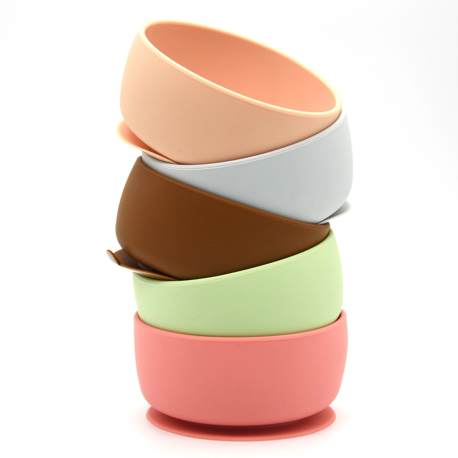 Wholesale Baby Led Weaning First Stage Self Feeding Silicone Suction Plate Bowl Spoon Bibs BPA Free Silicone Baby Feeding Set