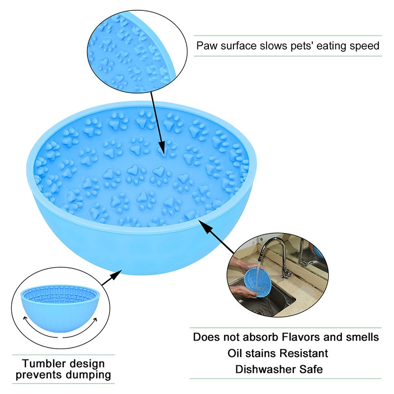 Wobbling 3D Dog Paw Design Slow Feeder Bowl Che impedisce il soffocamento ansia rilievo sano alimentazione dell'animale domestico dell'alimentatore lento