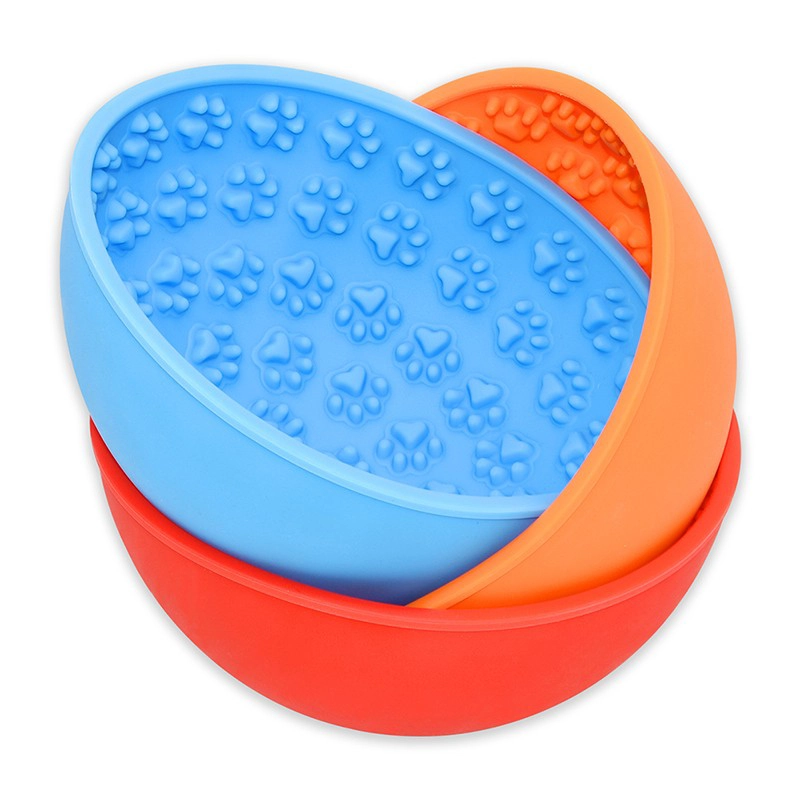 Wobbling 3D Dog Paw Design Slow Feeder Bowl Che impedisce il soffocamento ansia rilievo sano alimentazione dell'animale domestico dell'alimentatore lento