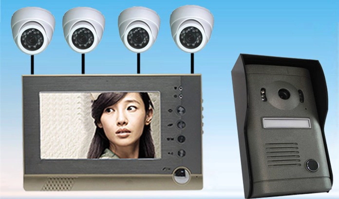 Chine 4 fils 7inch couleur de détection de mouvement de soutien Surveillance Video Door Phone Caméra PY-V7DVR-P1 fabricant
