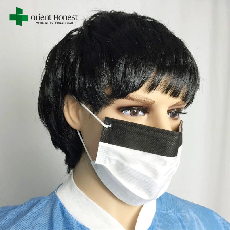 12 anni di fabbrica per striscia nera maschera fermata nebbia, usa e getta blu maschera chirurgia, nebbia libero 3 strati faccia maschera