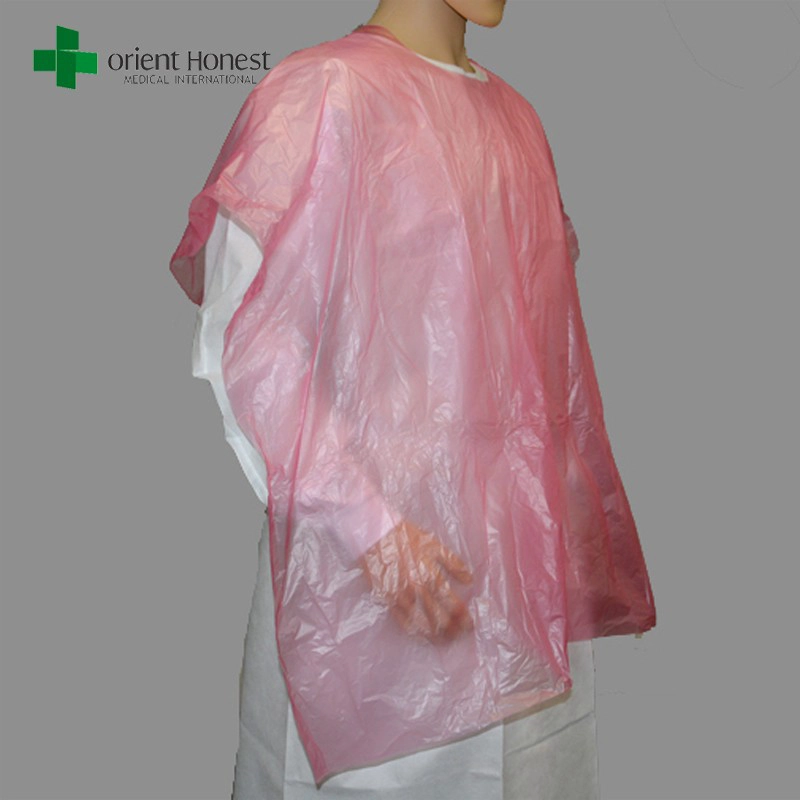 Porcellana produttore per PE monouso grembiule, plastica monouso grembiule, Barbiere grembiule monouso in colore rosso