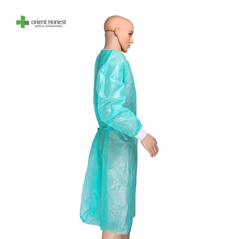 Disposable Level 1 isolation gown with knitted cuffs medical manufacturer
