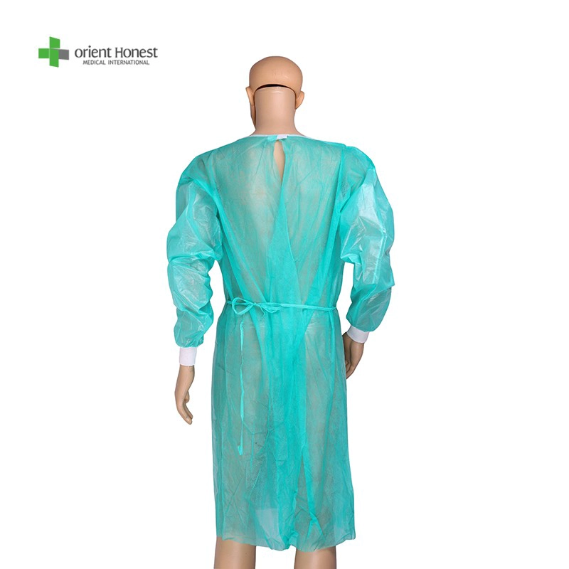 Disposable Level 1 isolation gown with knitted cuffs medical manufacturer
