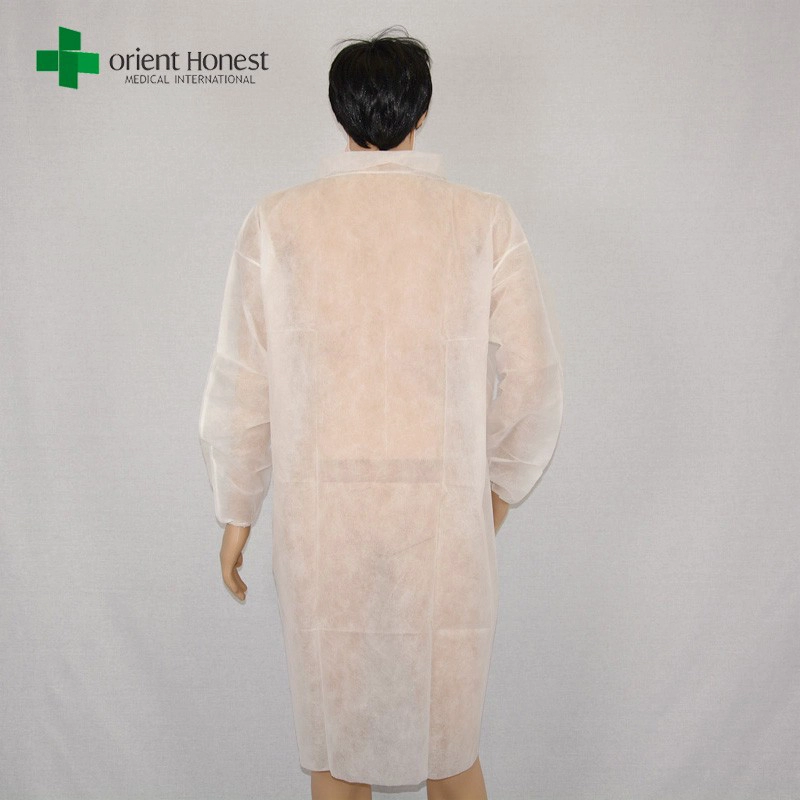 Disposable White PP lab coat for laboratory wholesaler with FDA