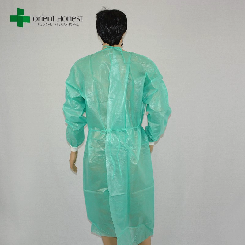Disposable SMS lab coat, Professional Disposable SMS Knee Length Lab Coat with Knit Cuffs, Collar.