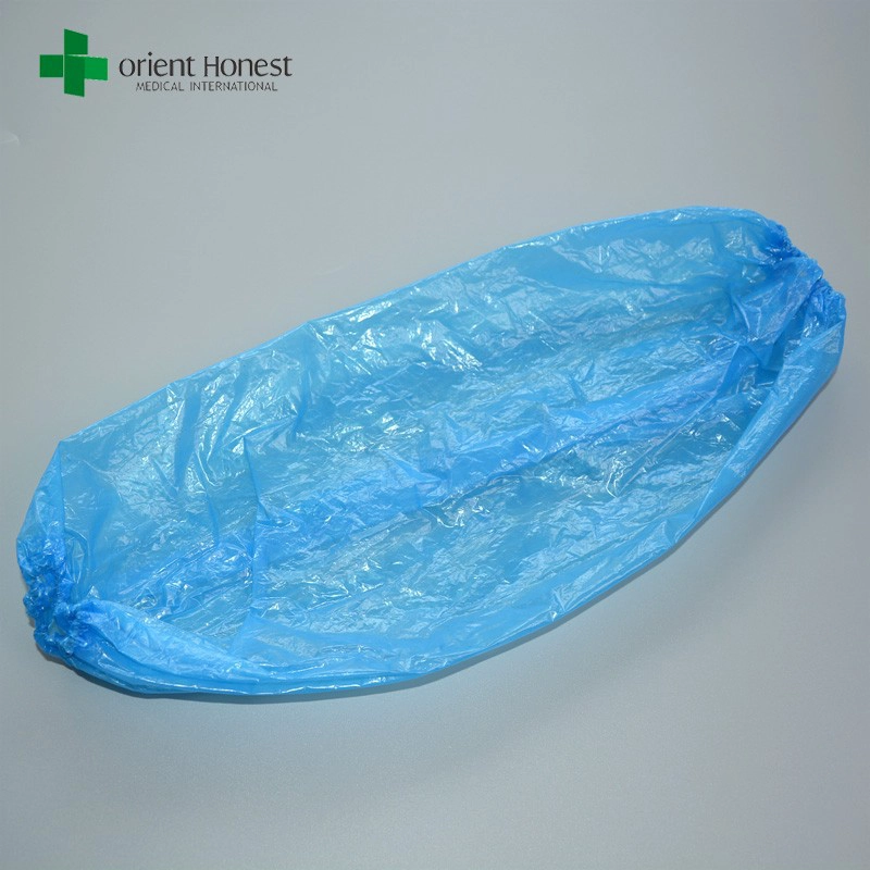 Disposable elastic plastic waterproof blue PE sleeve cover suppliers