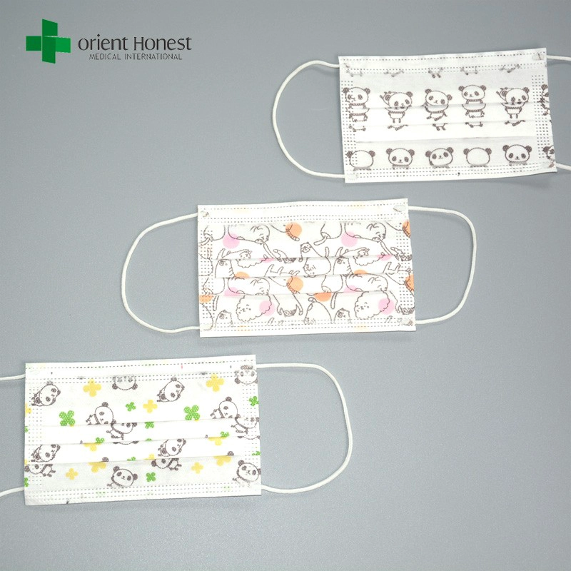 Anak menghadapi masker dengan pencetakan kartun, bermotif masker wajah medis, Polypropylene pediatrik masker