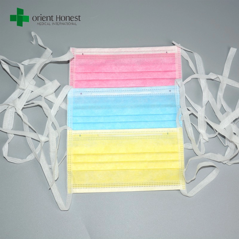 Couleur de lumière cravate retour masque chirurgical, anti-virus masque de protection, de la bouche médicale couvre exportateur