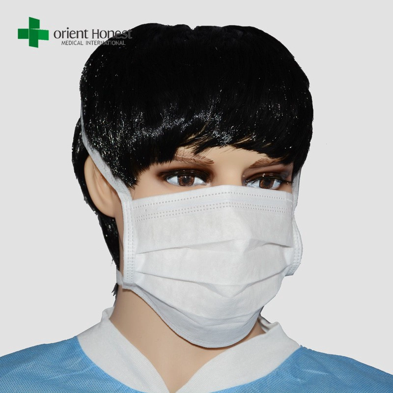 Nonwoven Krawatte auf OP-Maske, 3 Lagen chirurgische Gesichtsmaske, Fabrik für Krankenhausmasken