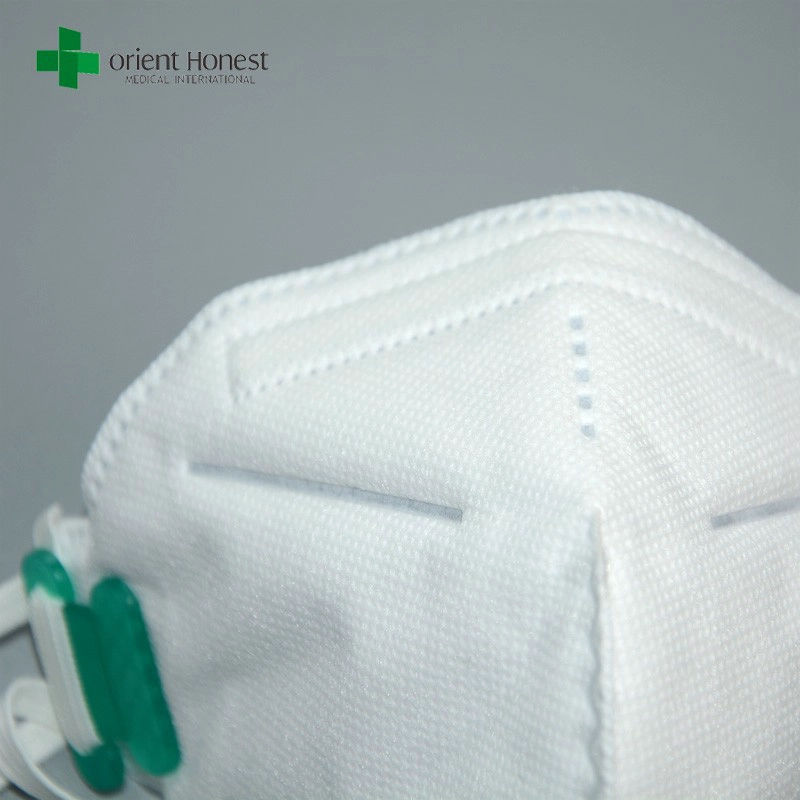 PM2.5 rabattable à plat masques anti-poussière, vert plat pli masque anti-poussière, pliez respirateur de particules plat avec et sans soupape