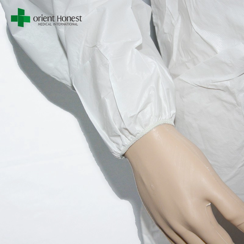 blanc jetable coverall, coverall jetable avec capuche, jetable type coverall 5 non tissé