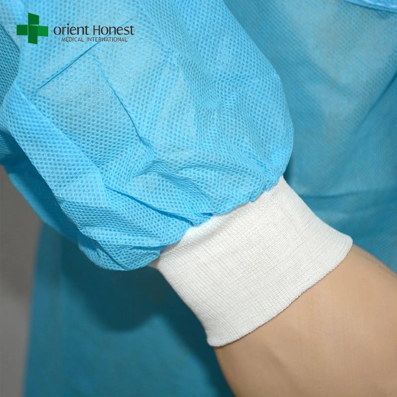 disposable level1/2/3 isolation gowns SMS/PP+PE/PP non woven protective cloth with knit/elastic cuff