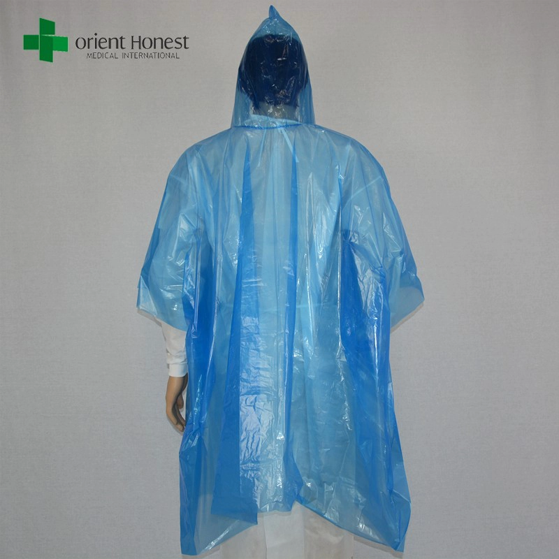 descartável impermeável fábrica China, descartável azul rainsuit, fabricante poncho impermeável