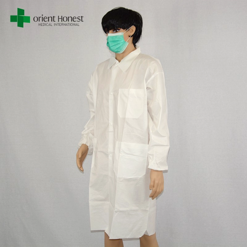 coat vistor descartável com bolso na China, SF jaleco uniforme anti-estático, a melhor fábrica para jaleco resistente à água