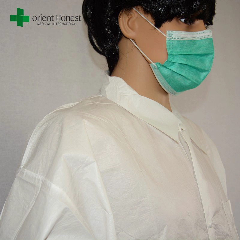 coat vistor descartável com bolso na China, SF jaleco uniforme anti-estático, a melhor fábrica para jaleco resistente à água