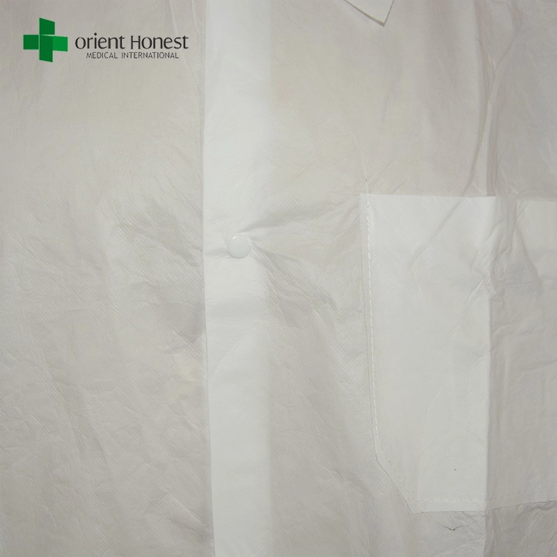 coat vistor descartável com bolso na China, SF jaleco uniforme anti-estático, a melhor fábrica para jaleco resistente à água