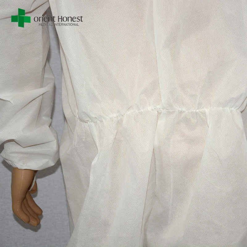 Disposables Kleidung, Schutz weißen Overalls, SMS Overalls mit Reißverschluss Frontklappe