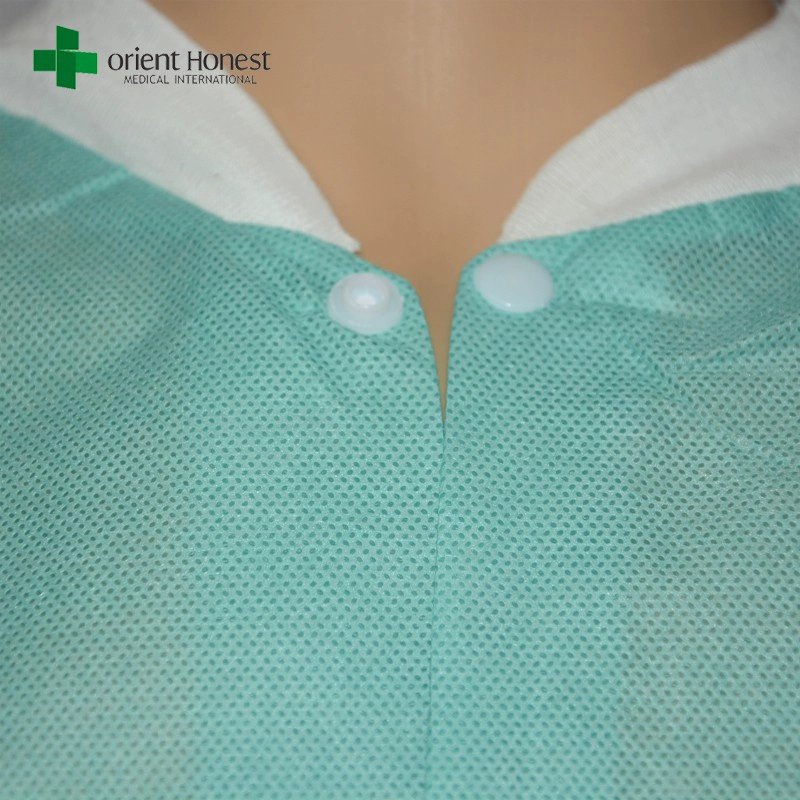 hospital use nonwoven lab coat, High Quality Medical green Lab Coat,non woven lab coat manufacturer in China