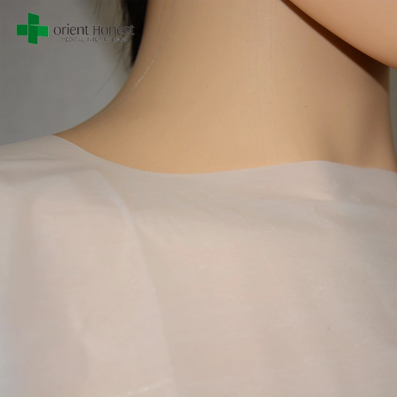 fornecedor para bata descartável isolamento CPE, impermeável fornecedor vestidos CPE, estilo CPE batas hospitalares one piece