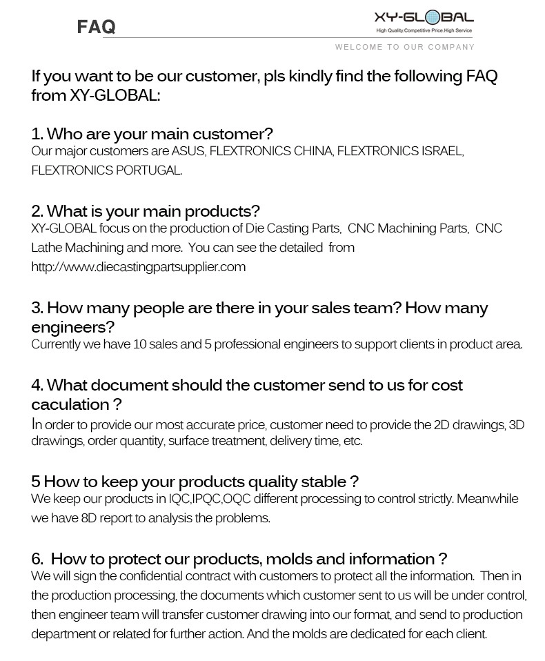 XY-GLOBAL'S FAQ