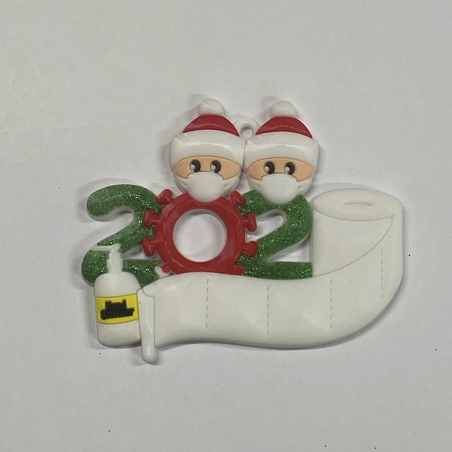 China Glitter quarantine ornament 2020 for Christmas tree hanging ornaments DIY family decoration In stock manufacturer