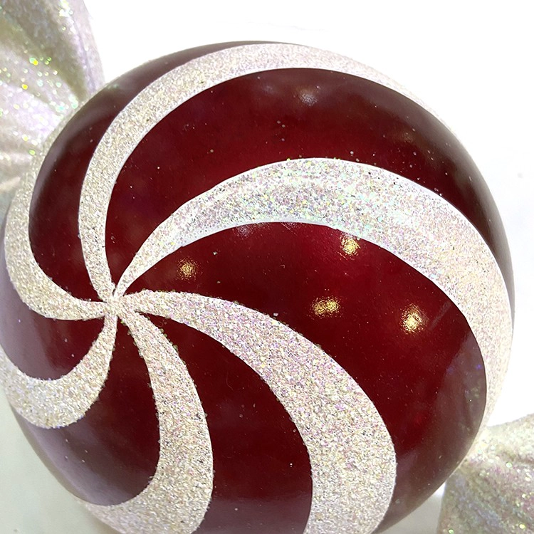 الصين Red glitter ball 18inch christmas tree candy ornaments for indoor decoration الصانع