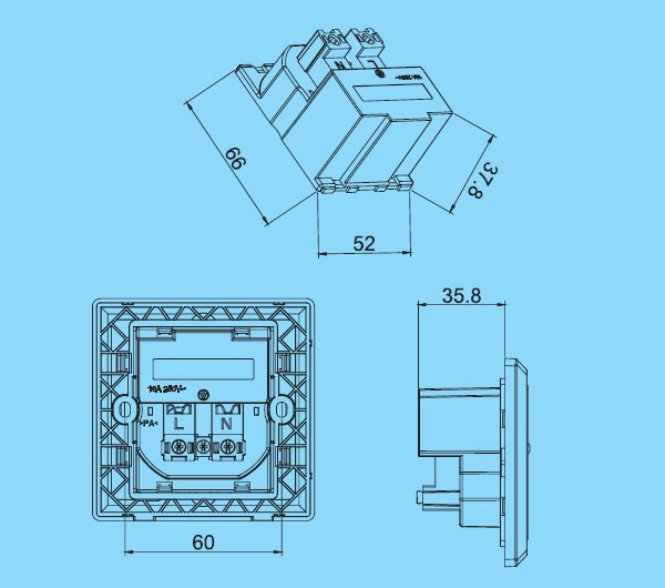 British USB wall socket drawing
