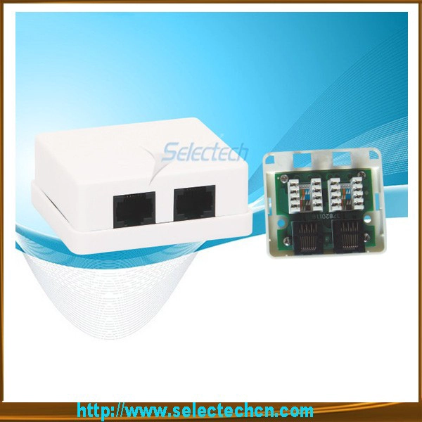 2 ports RJ45 Wall Mount Box avec IDC Cat5e