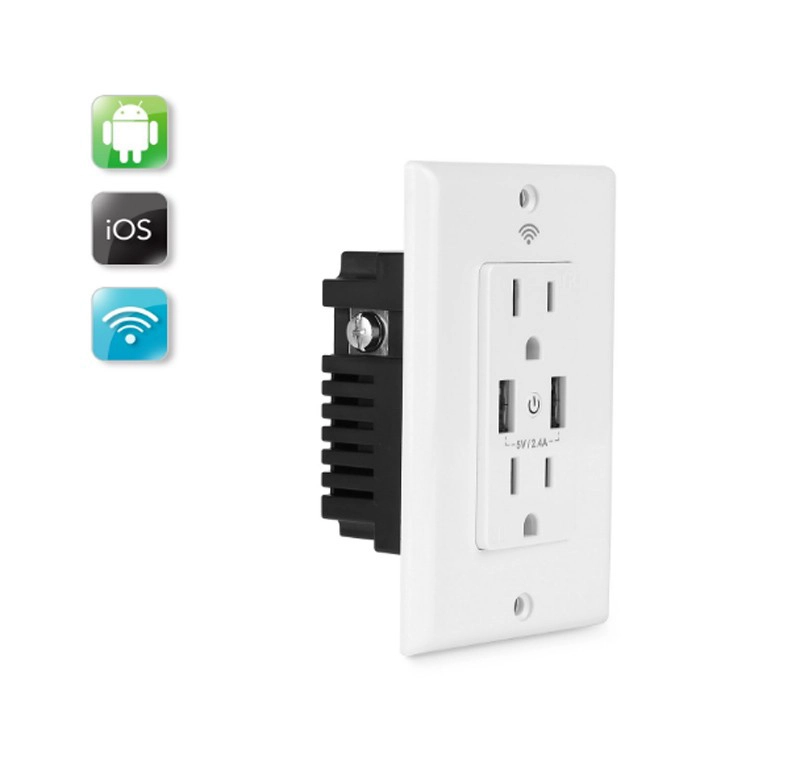 3.1A USB الإخراج الأمريكية القياسية الأمازون اليكسا واي فاي غطاء مقبس مأخذ الذكية مع الصمام الخفيفة