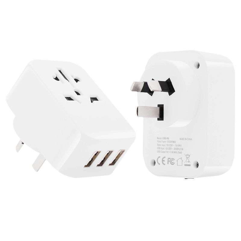 Omologazione BS EU UK AU US a 3 pin spina di conversione da viaggio presa universale a adattatore spina USB UK