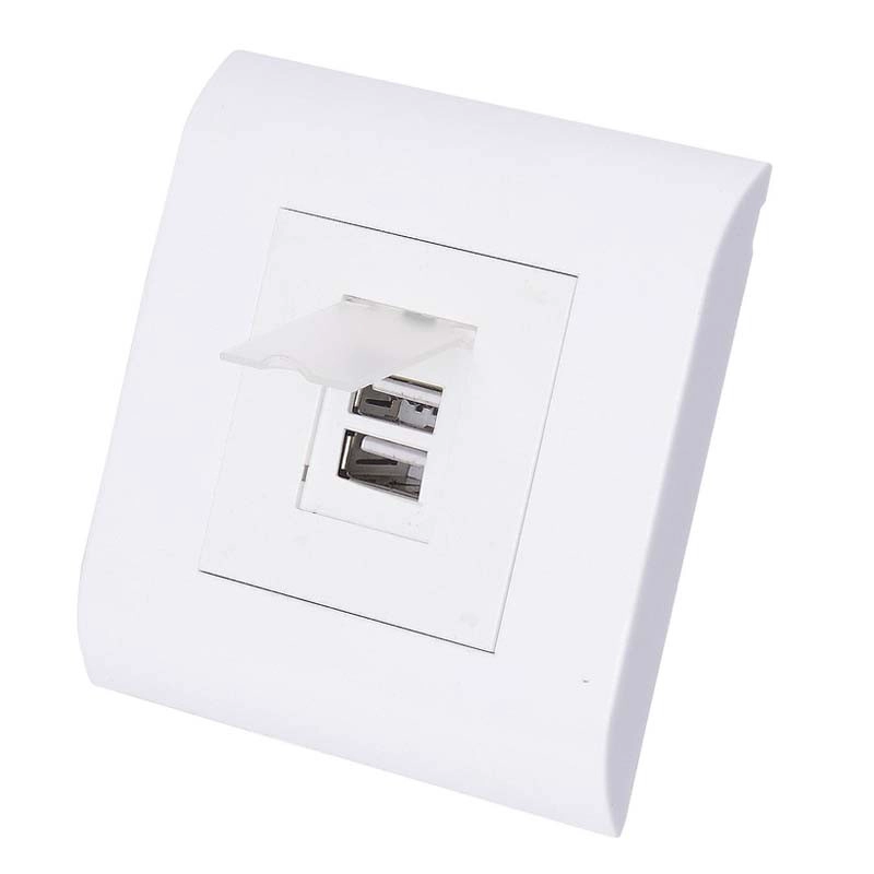 وحدات شحن واجهة USB المزدوجة 45 * 45mm عبارة عن 80 مقبس لوحة على النمط الأوروبي مع غطاء واقي