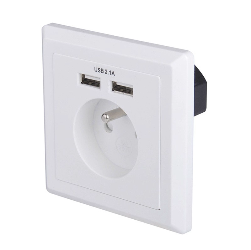 UE standred USB carregador de parede Schuko tomada 80 * 80 tipo placa de parede francesa Dual portas USB Carregador