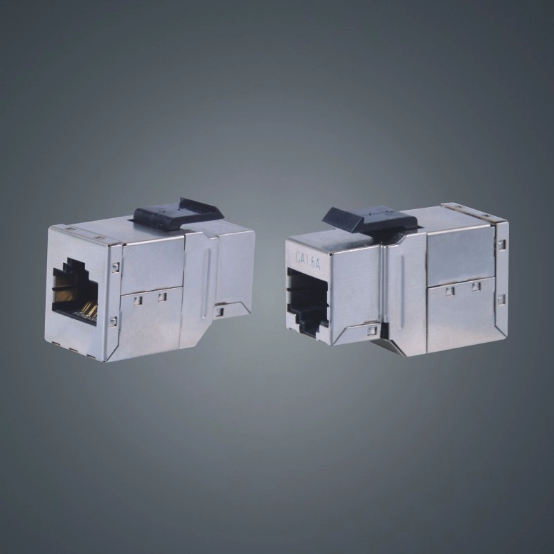 Tomada angular do acoplamento RJ45 8P8C do jaque trapezóide da rede Cat6 da série NE-212 com escudo do protetor do metal